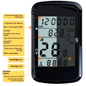 BK-5208 GPS Bike Computer Sensor Road Odometer IP67 Waterproof Speed Meter 2.4-inch Display USB Charging 2000mAh