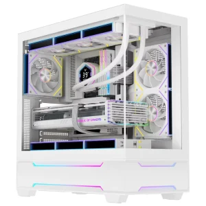 Best Selling White Computer Full Tower ATX PC Case with 3pcs ARGB Fans and Side Panels Type C Port Steel Gaming Computer Cabinet