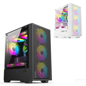 Black Gaming PC Case 0.4SPCC Steel + Dual HDD Bays 240mm AIO & 6x120mm Fan Support USB3.0 4 PCI Slots for M ATX ITX Builds