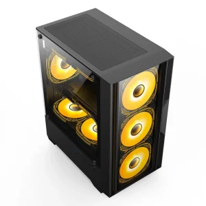 Black Micro ATX Gaming PC Case Tempered Glass Front Panel