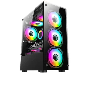 Black Mid Tower ATX Desktop Computer Case Acrylic Steel USB Front Ports Micro-ATX Support