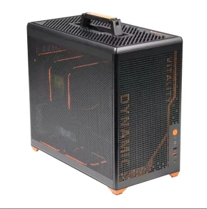 Black Mid Tower Gaming PC Case with Mesh, Handle, and High Airflow