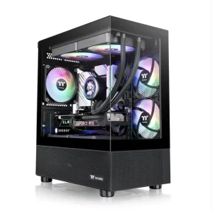 Black Mid Tower MATX Gaming Computer Case with Tempered Glass Side Panel
