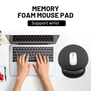 Black Soft Four Sided PORON Mouse Pad Memory Foam Gaming Mouse Pad with Wrist Rest Non Slip Desk Pad in Stock Office Home