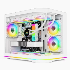 Black and White Micro MATX RGB Gaming PC Case