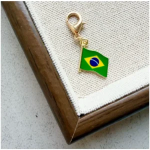 Brazil Compact Size Convenient Daily Ornament National Flag Charms Small Alloy Flag Pendants Fan Merchandise Bag Zipper Pulls