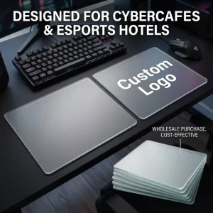 Bulk Custom Logo Transparent Waterproof Glass Mouse Pad Micro etched Matte Esports Internet Cafe Gaming Stock