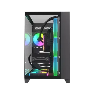 C712 Black Computer Gaming Case Mid Tower PC ATX ITX Tempered Glass Cable Management