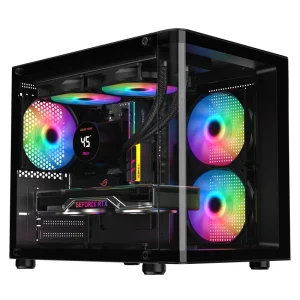 Carnival S2 Curved Micro-ATX Mid Tower Gaming Computer Case with Full-View Tempered Glass