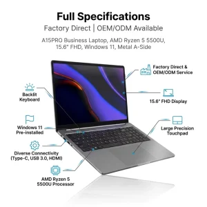 Cheapest in Stock 15.6 inch Full HD Display AMD Ryzen 5 5500U Processor 16GB DDR4 512GB SSD Windows 11 Brand New Business Laptop