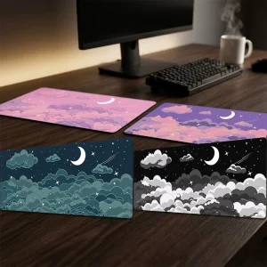 Cloud Large Gaming Mouse Pad Extended Blue 800x300mm Rubber Base Non-Slip Stitched Edge Custom Desk Mat
