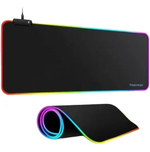 Color Box LED Black Gaming Mouse Pad & Keyboard Mat with RGB Lighting Water Resistant Scratch Proof Multi Size Options