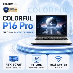 Colorful 16 Inch I7 I9 13th Gen RTX 5050 5070 5070Ti Graphics Card 165Hz QHD Gamer 64GB NVME SSD PC Video Editing Gaming Laptop