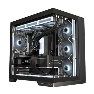Column-Free Design Aluminum Alloy PC Gamer Case Mid Tower Desktop Computer Gaming ATX/M-ATX/ITX Fast-Detachable Sideboard