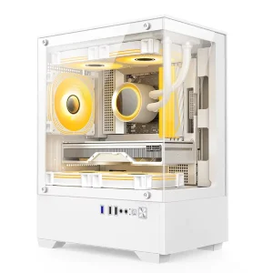 Compact MicroATX PC Case Top 240mm Radiator Support Tempered Glass Mini Tower Gaming Chassis