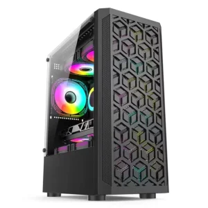 Computer Case White Black ATX Full Tower PC Cabinet Chassis