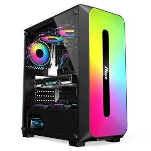 Cooling-3 Lightweight Mid Tower Gaming Case with ARGB Light Panel for ATX, Micro-ATX, and ITX Motherboards