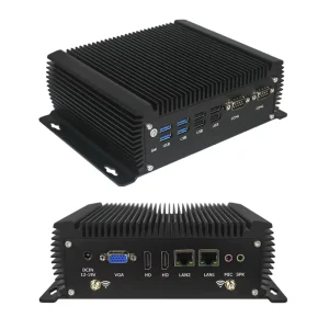 Core i5 i7 Fanless Low-Power Industrial Mini PC with 2 GbE LAN, 2 COM, 8 USB, HD VGA, Triple Display