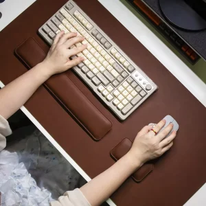 Crazy Horse Pattern Mouse Pad Keyboard Hand Rest Three-Piece Set Leather Memory Foam Wrist Rest