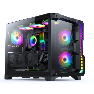Cube Gaming PC Case Wide Body ARGB Light Strip ATX Tempered Glass Mid Tower