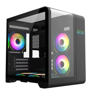 Curved Glass Micro-ATX Gaming PC Case, ARGB Fan, 3060 GPU Support