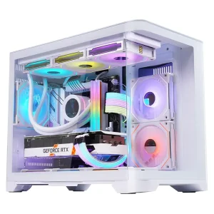 Curved Tempered Glass RGB Gaming PC Case with 360mm CPU Liquid Cooler Support