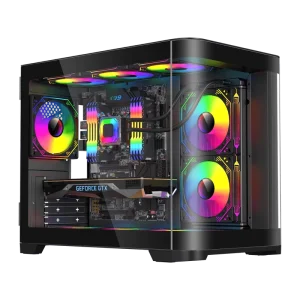 Curvy Cube Tempered Glass Mid Tower Gaming Pc Case Micro ATX ITX Desktop Computer Chassis for Gamer Casing