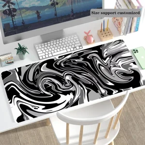 Custom Design Big Gray White Mixed Fluid Pattern Gaming Mouse Pad Large Extended Computer Mouse Mat Keyboard Full Desk Mousepads