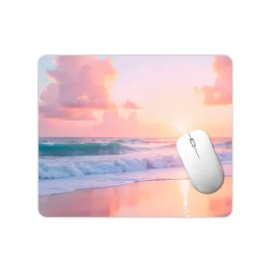 Custom Design Small Office Sunset Ocean Beach Gaming Mouse Pad Non Slip Natural Rubber Rectangular Water Resistant Scratch Stock