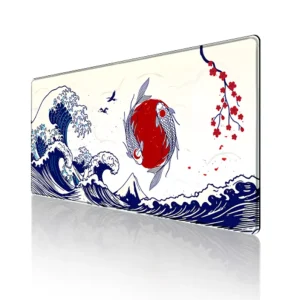 Custom Eco friendly Rubber Mouse Pad Smooth Cloth Stitched Edge OEM ODM Wave Office DeskPads Waterproof Gaming Mouse Pad Stock