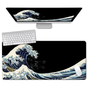 Custom Factory Japanese Kanagawa XXXL Gaming Mouse Pad with Edging and Sublimation