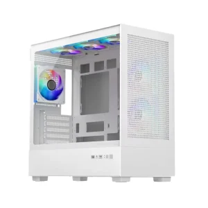 Custom Full View White Aluminum Alloy Mid Tower PC Computer Case Micro ATX Support Fish Tank Design Tempered Glass Front for