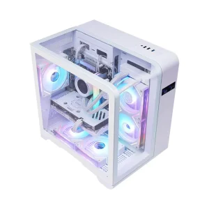 Custom Gaming PC Computer Case Tempered Glass Mid Tower MATX Desktop PC Game Case with LCD Temperature Display