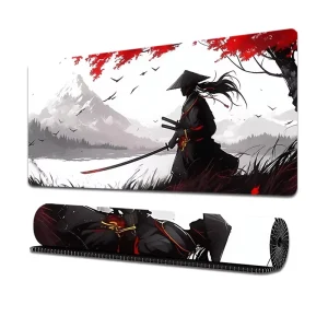 Custom Large Durable Waterproof Natural Rubber High Density Fabric Japanese Samurai Gaming Mouse Pad Desk Mat