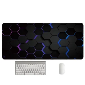 Custom Large Natural Rubber Gaming Mouse Pad Hexagon 3mm Thick for PC Desk Mat with Keyboard for Computer Gamers