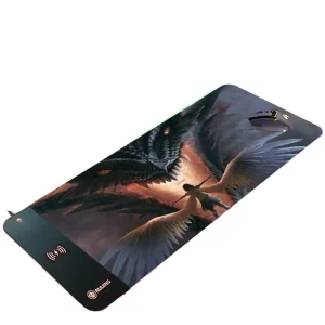 Custom Large RGB Gaming Mouse Pad with 15W Wireless Charging Non Heated Wrist Rest Rubber Sublimation Square 900x400mm Stock
