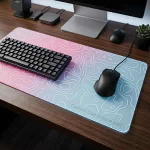 Custom Logo Full Size Waterproof Glass Mouse Pad for Esports Gaming