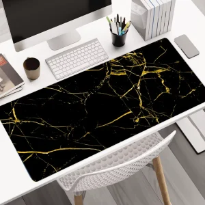 Custom Luxury Gold Marble Patterned Black Big Mouse Pad Gaming Water Resistant Desk Pad Extended Large Sizes in Stock
