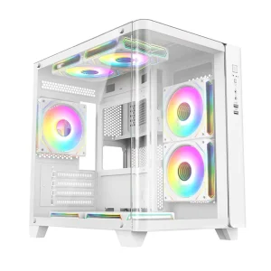 Custom Micro ATX Mid Tower PC Gaming Case with Curved Tempered Glass Front and Side Panels