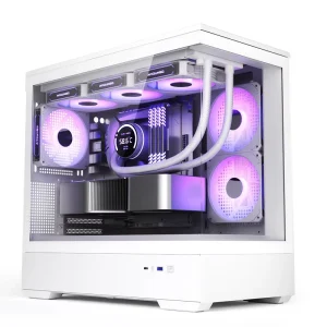 Custom Mid Tower Desktop M-ATX Case Full Side Transparent White Without Stand