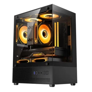 Custom Mid-Tower Gamer Cabinet Micro ATX Form Factor Power Supply Water Cooling System PC Case