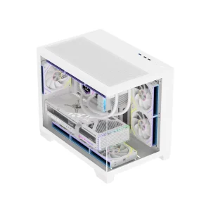 Custom Mid Tower Gaming PC Case Glass White M-ATX