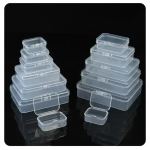 Custom Mini Clear Square PP Plastic Organizer Storage Box with Flip Lid