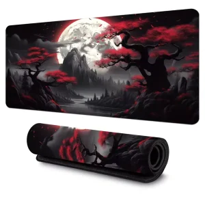 Custom Moon Night Red Maple Pattern Eco friendly Large Gaming Mouse Pad Stock Gifts OEM Non Slip Waterproof Custom Shape Office