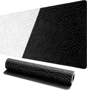 Custom Oversized Topographic Rubber Gaming Mouse Pad with Non slip Base Water Resistant Stitched Edges Extended Desk Mat