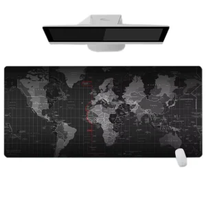 Custom World Map Large Gaming Mouse Pad with Smooth Rubber Surface