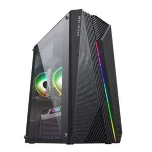 Customizable ATX Mid Tower RGB Gaming PC Case with Tempered Glass Side Panel, Aluminum Alloy, and 7 Expansion Slots