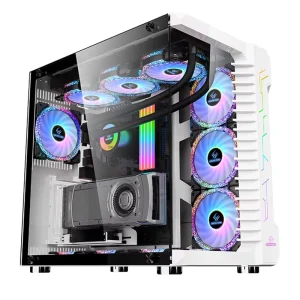 Customizable Logo M ATX PC Case Aluminum Alloy Gaming Desktop Computer With RGB Fan Light Strip Power Supply