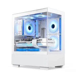 Customize OEM ODM Dual TG Glass Panel White PC Tower Gamer Case Cabinet PC Gaming Computer Game Case