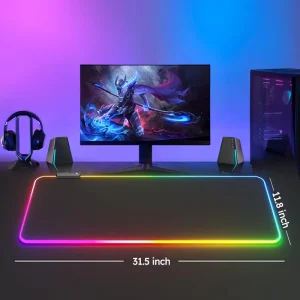 Customized Blank 14 Lighting Modes Anti Slip Mouse Mat Home Office Durable Rubber RGB Mouse Pad Gaming Led Mousepad
